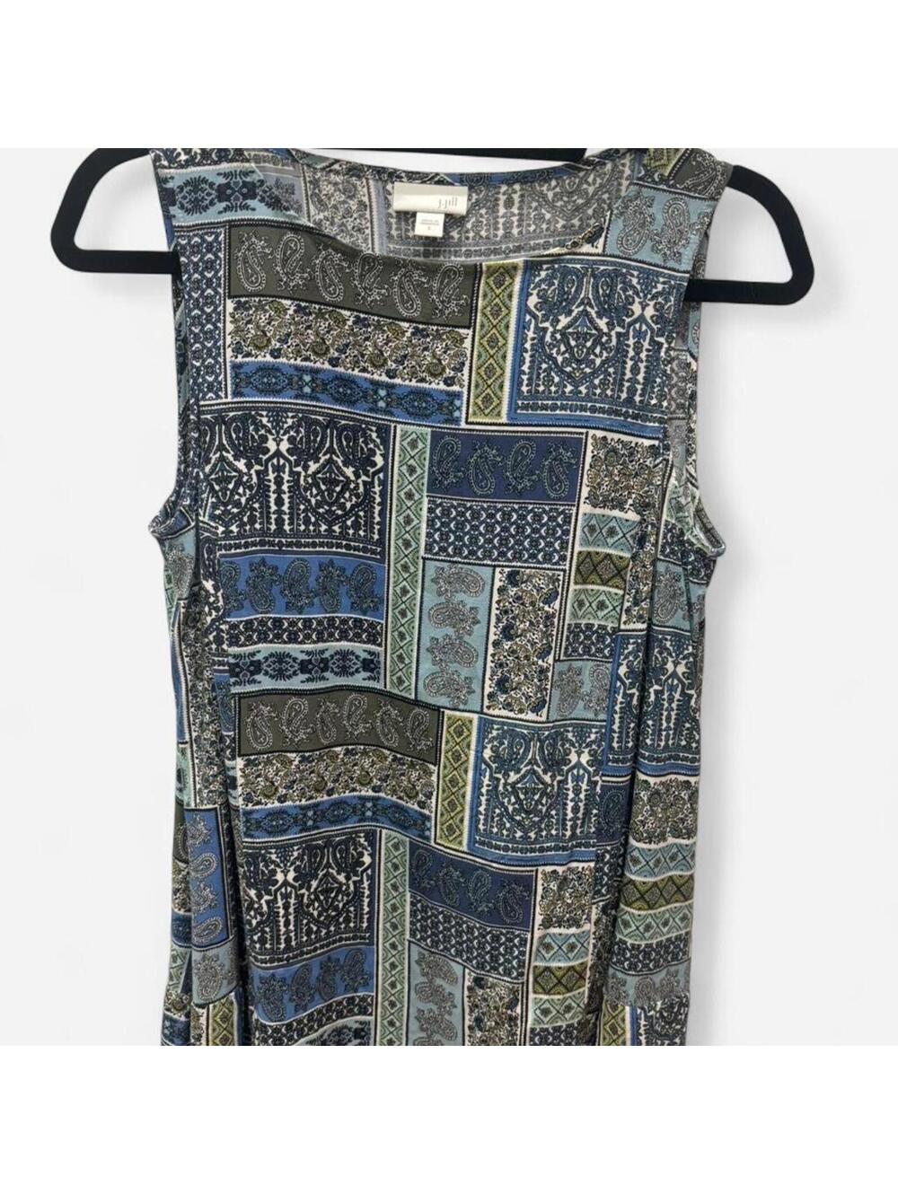 J. Jill - Blue and Green Paisley Printed Sleeveless Blouse